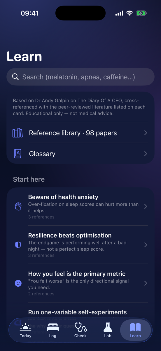 Learn — 98 papers, tap to open
